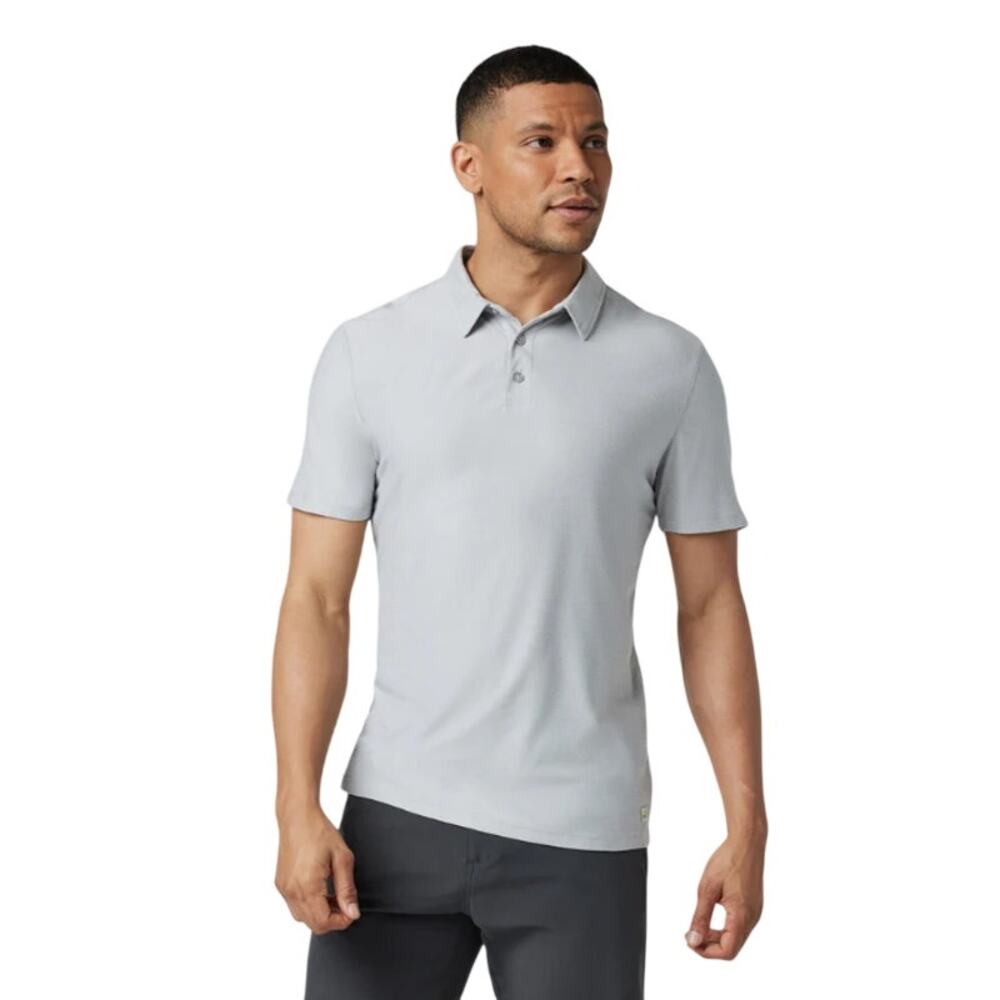 Vuori Men's Strato Tech Polo Shirt Platinum Heather Size Large Short Sleeve